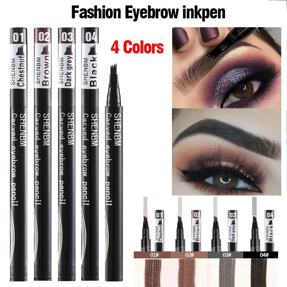 

4 Colors Eyebrow Pen Waterproof 4 Fork Tip Eyebrow Liquid Pencil Tattoo Lasting Long Natural Brown Eye Pencil Dark Brow I4X1