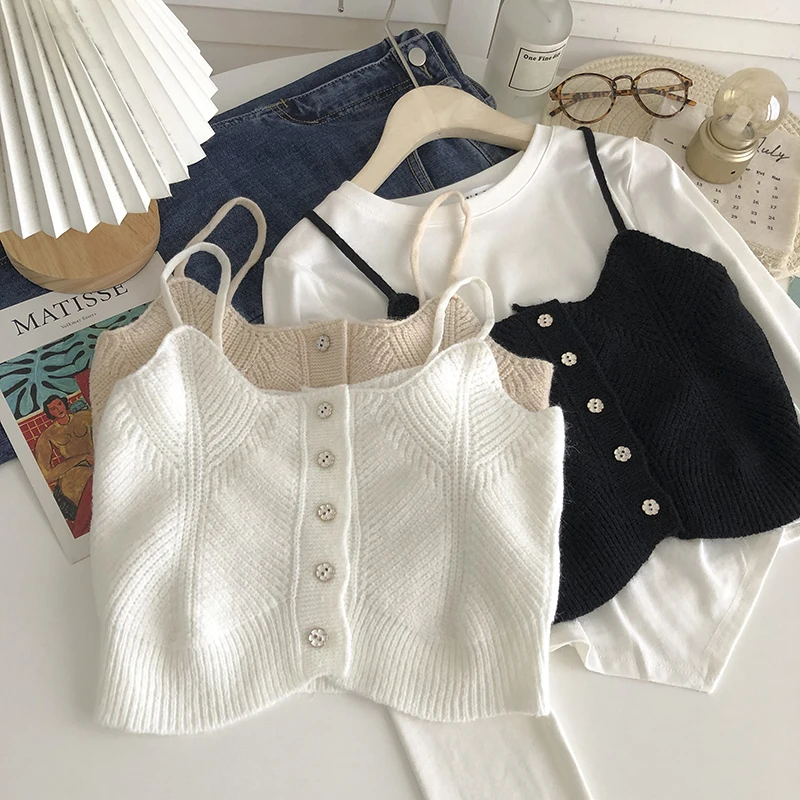 

Croset Summer Tank Camis for Women Spaghetti Strap Single Breasted Corset Crop Tops Korean Fashion Woman Tanks Camisole Dropship