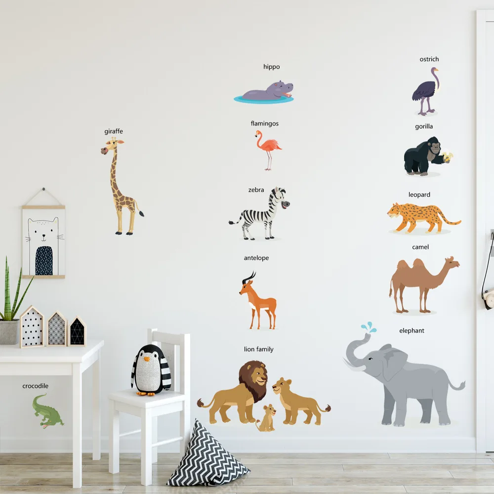 

Wall Stickers for Children Kids Baby Rooms Interior Animals Decorative Vinyl Decal Sticker Wall Decoration