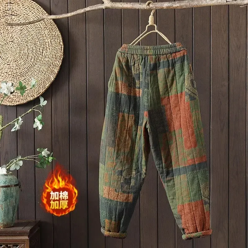 Geste Ppte Hosen Retro Elastische Taille Kunst Frauen Lose Große Herbst/Winter Outwear Bedruckte Yalssige Baumwoll Hose ERFW