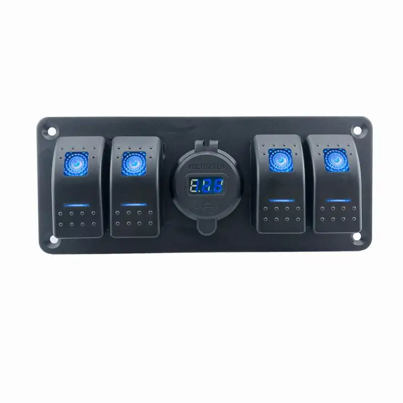 

Водонепроницаемая панель переключателя с двумя USB-портами, 12/24 В