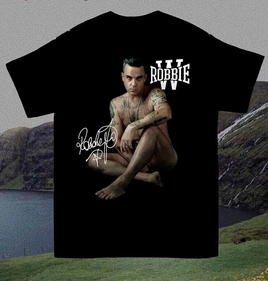 Футболка унисекс Робби Уильямс хлопковая черная фотография HPP63
