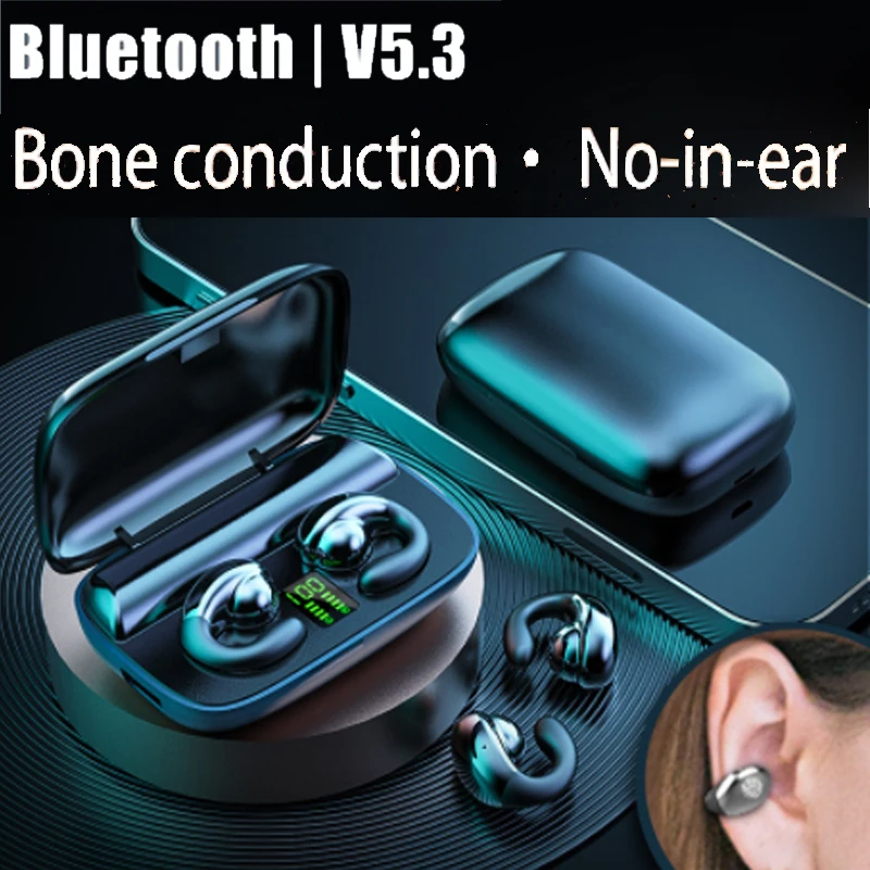 2023 костная проводимость bluetooth 5,3 зажим для ушей с микрофоном TWS для ZTE Blade V40 Vita V40Vita Tecno Spark 8C KG5 OnePlus Nord 2T