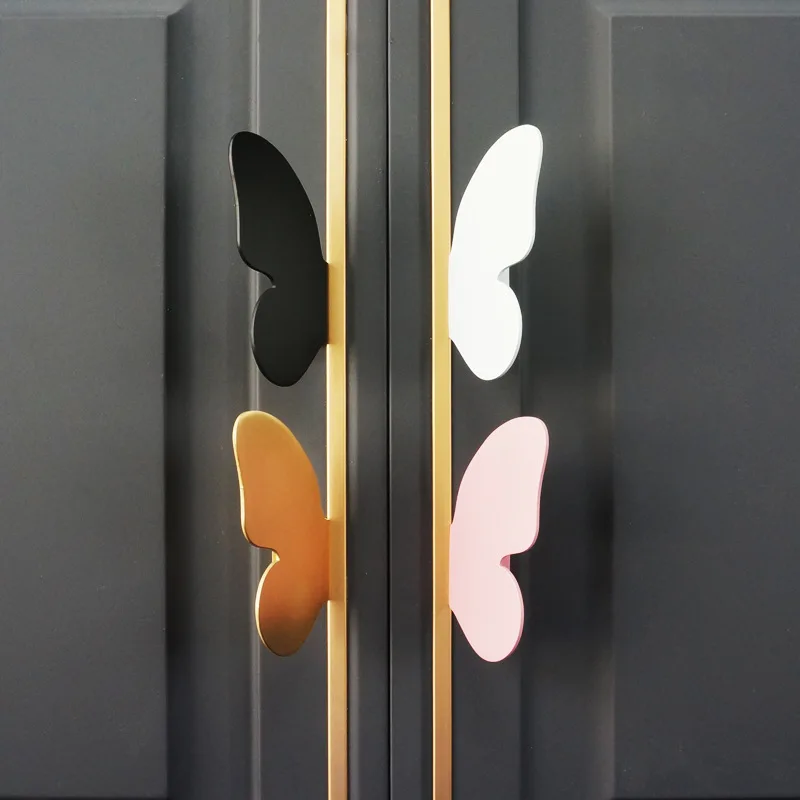 perforation free nordic brass butterfly handles various drawers and cabinet door handles kitchen furniture decoration a pair free global shipping