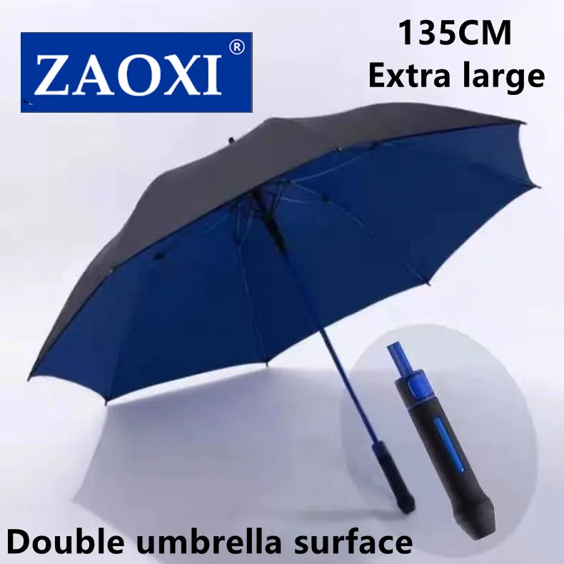 

ZAOXI Large Long Handle Umbrella Automatic Open Double Layer Windproof Reinforced Umbrella Family Outdoor Travel Rain Golf