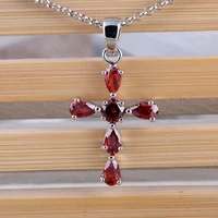 anglang fashion red white cross necklace for women shiny stylish party accessories female statement neck jewelry