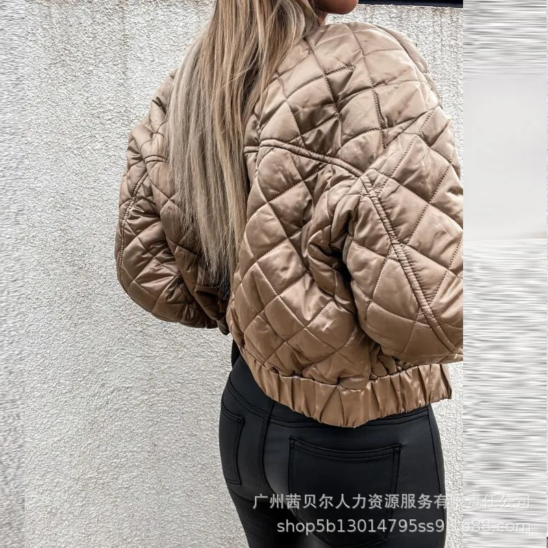 Women's Parkas Jacket Autumn Winter Slim-Fit Cardigan Zipper Thermal Coat Women's Long Sleeve Solid Color Stand Collar Parkas