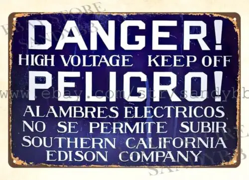 Неведание Высокое напряжение Поддержание Peligro металлическая жестяная вывеска