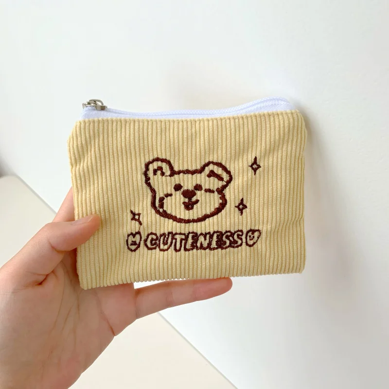 

Мультяшная Милая Вышивка медведя, вельветовый Кошелек для монет, Женская Портативная сумка для хранения санитарных салфеток, Женский Санит...