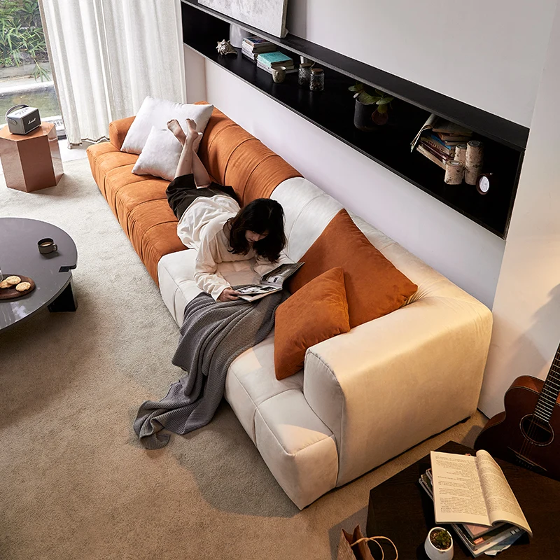 

Fabric Sofa Tofu Square Sofa Is Simple and Modern The New Style Frosted Velvet Decoration Style Wash Style Shape Design Material