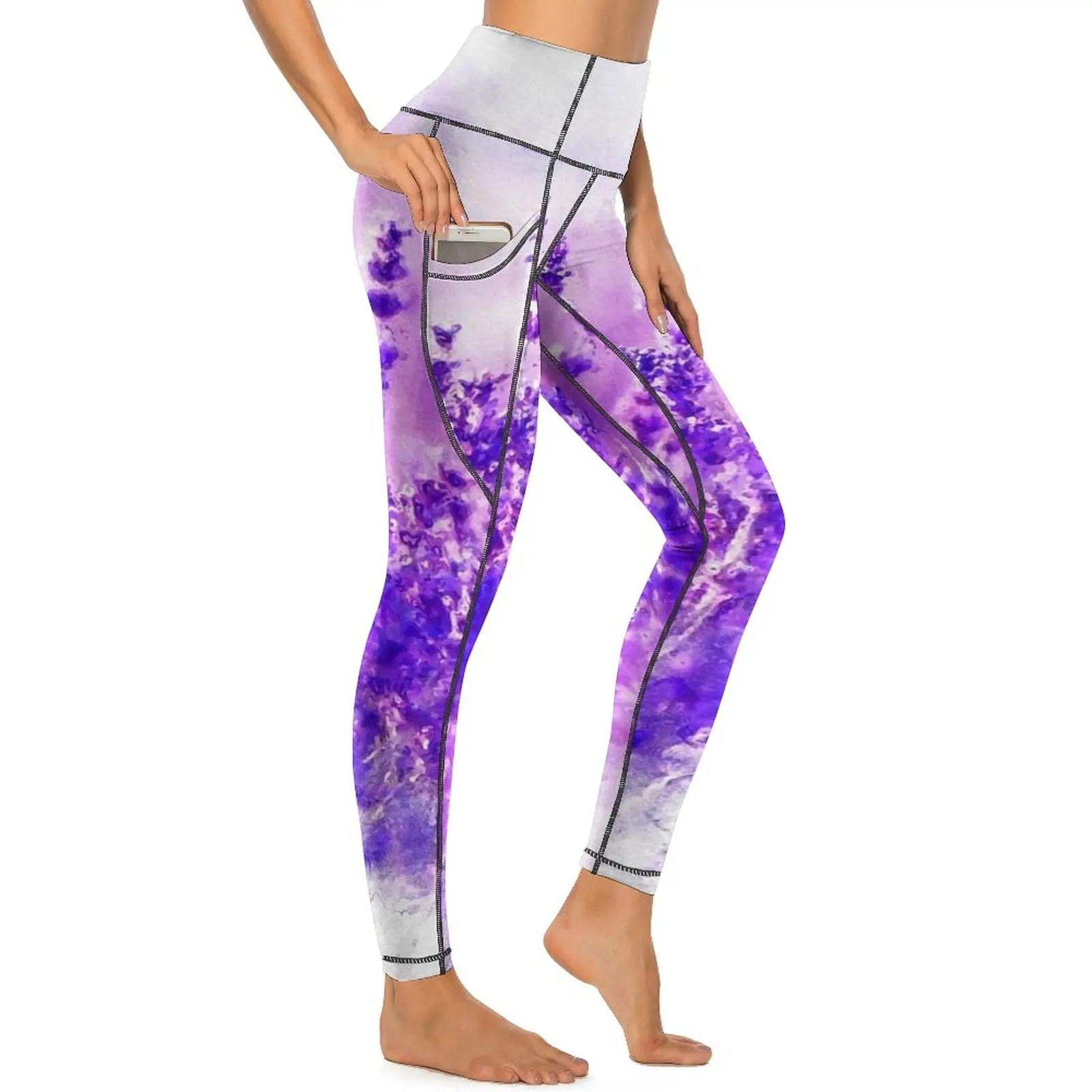 

Lavender Fields Leggings Sexy Beautiful Purple Flower Fitness Gym Yoga Pants Push Up Stretchy Sports Tights Cute Graphic Leggins