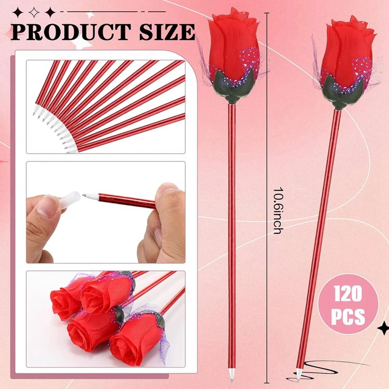 120 шт. шариковые ручки с розами на День святого Валентина цветочным рисунком