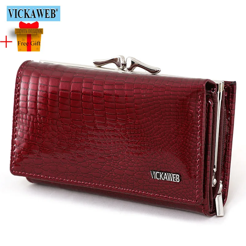 Free Gift Women Genuine Leather Short Wallet Female Luxury Luxury Purses Ladies Alligator Hasp & Small Coin Bag Wallets