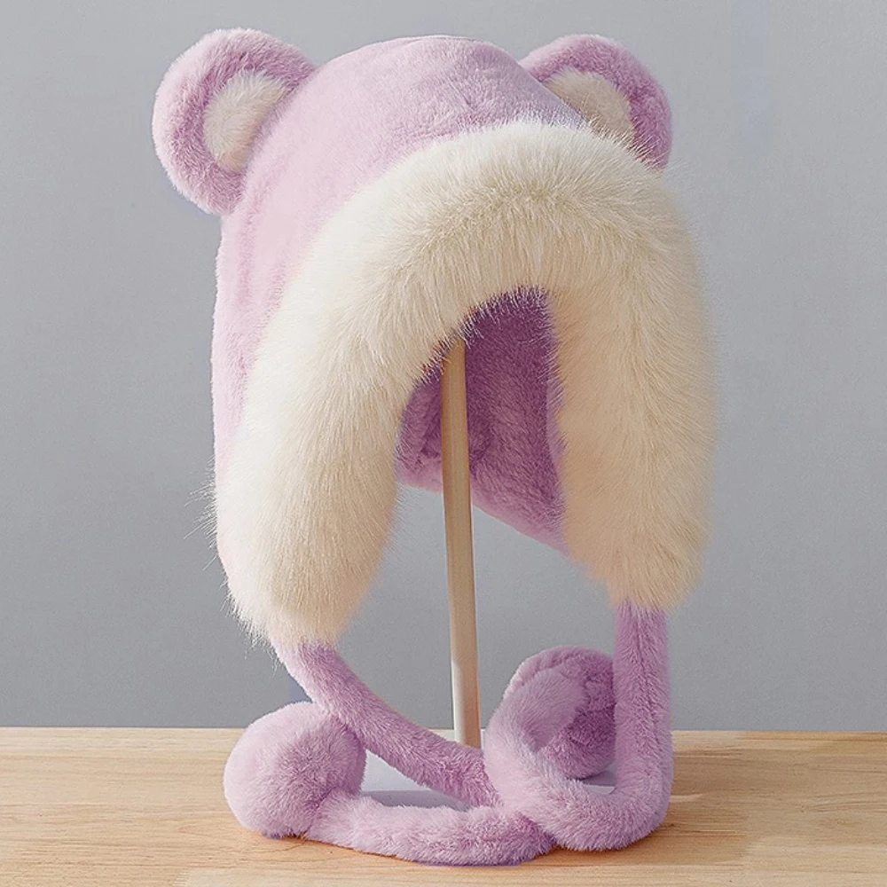 HT4562 Толстая теплая осенне-зимняя шапка женская мягкая флисовая пушистая меховая