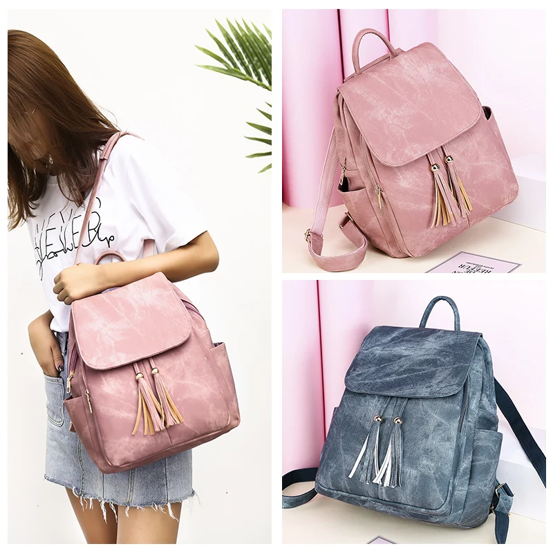 Ladies Designer Backpack Korean Version Of Soft PU Leather Shoulder Bags Large Capacity Travel Knapsack Girls School Bag