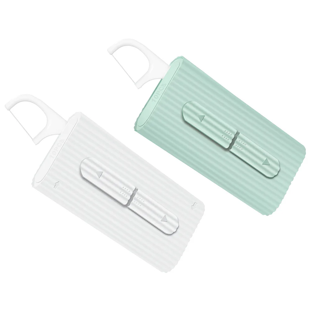 

2 Pcs Dental Floss Stick Holder Dispenser Refillable Pick Case Portable Flosser Polystyrene Toothpicks Travel Accesories