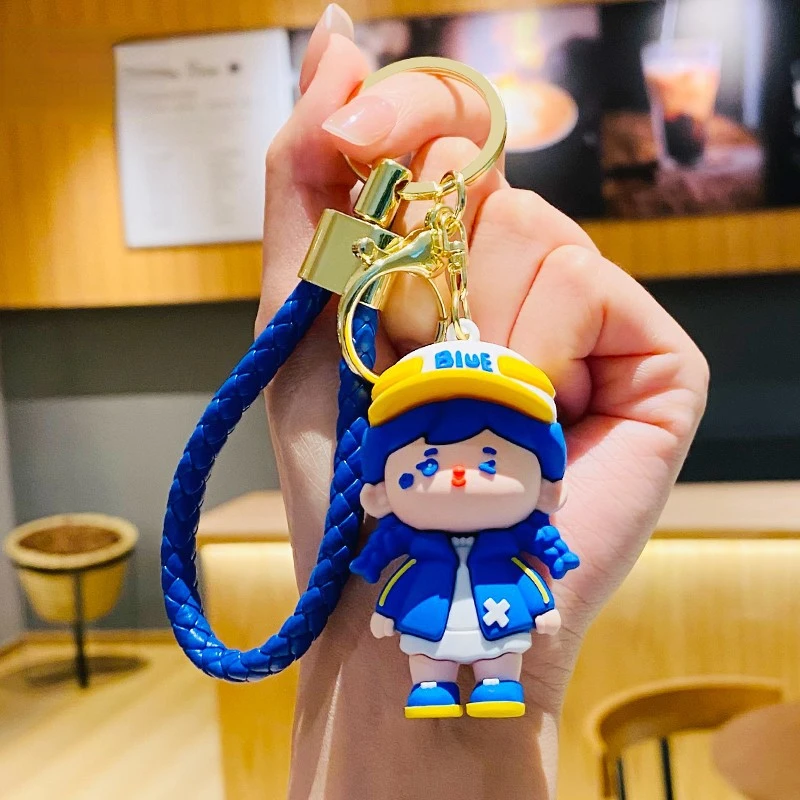 

Cartoon Anime Girl Keychain Colorful Summer Sport Doll Pendant For Women Bag Car Key Ring Mobile Phone Jewelry Keyring Girl Gift