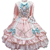 pink and blue medium neck large bow belt lolita lovely sweet cake skirt