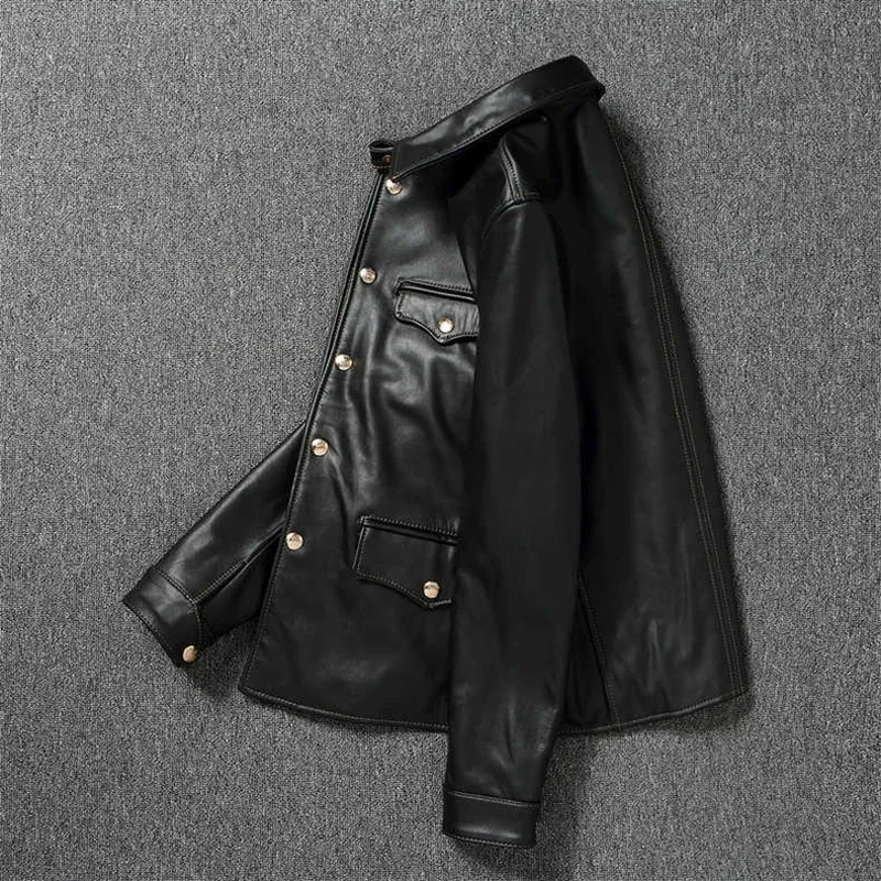 Импортная кожаная куртка с верхним слоем из масляного воска мужская