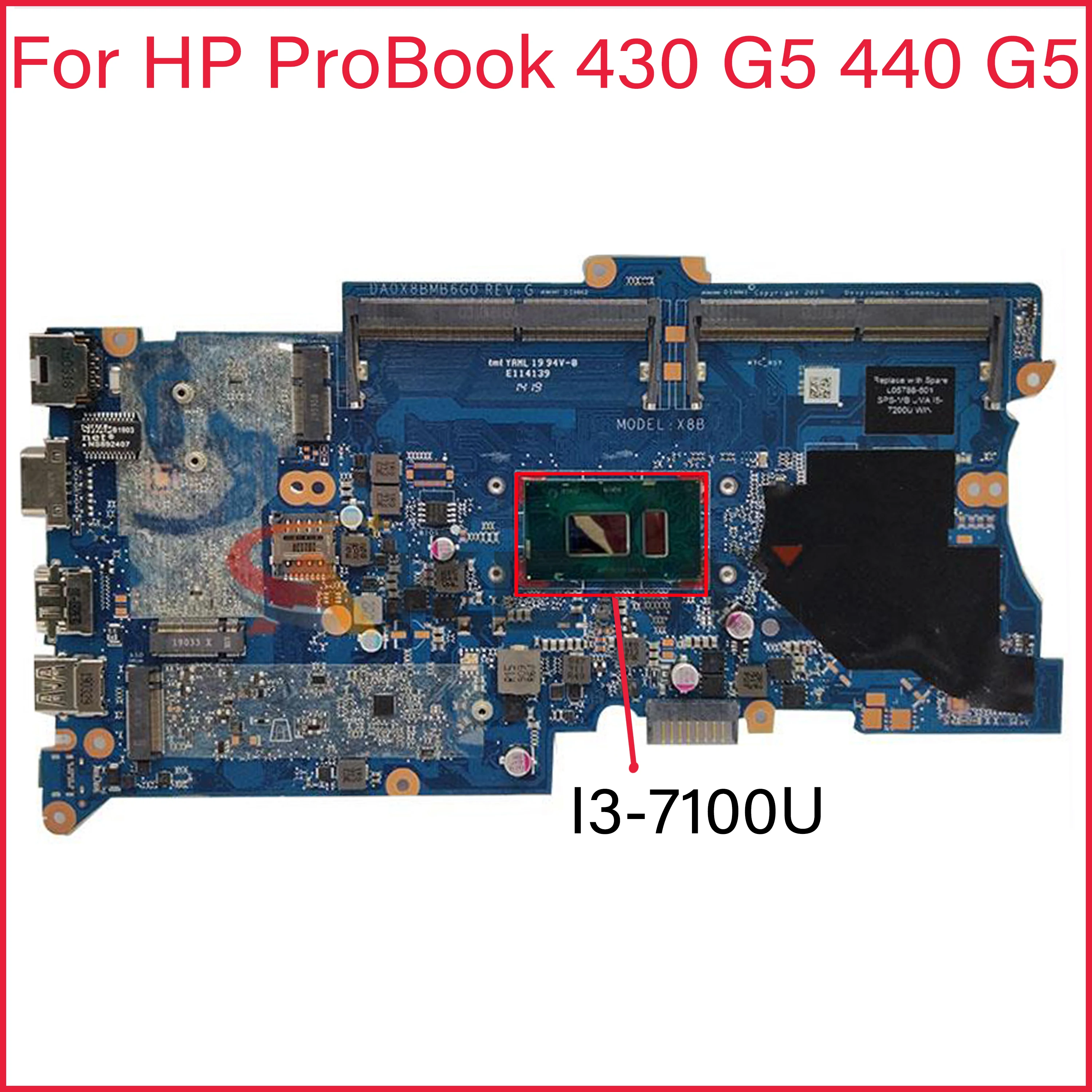 

L22314-601 L22314-501 L22314-001 Mainboard For HP ProBook 430 G5 440 G5 Laptop Motherboard DA0X8BMB6G0 With I3-7100U 100% Tested