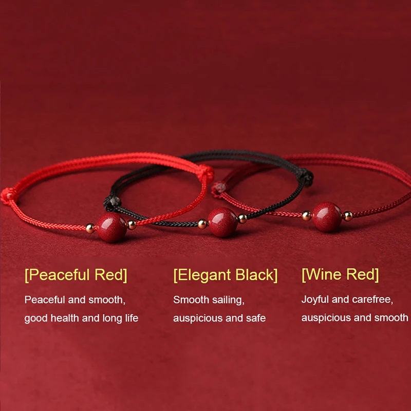 Natural Purple Cinnabar Lucky Clover Handmade Red Rope Lucky Bangle Women Men Lucky Bracelet Size Adjust Drop Shipping