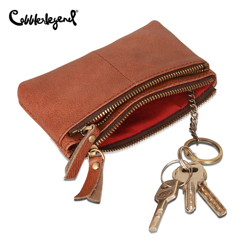 

Retro Men's Leather Wallet Small Mini Card Holder Male Coin Bag Soft Leather Cowhide Casual Zipper Purse Quality Money Clips