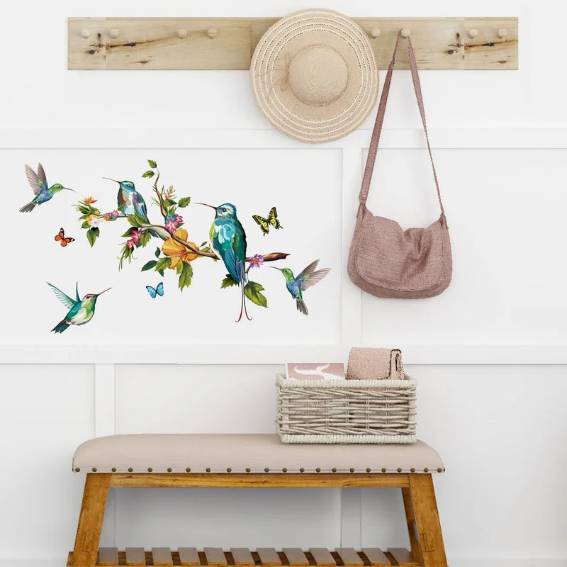 

Color Butterfly Branch Bird Wall Stickers for Living Room TV Background Home Personalized Decorative Wallpaper 25*70*2pcs