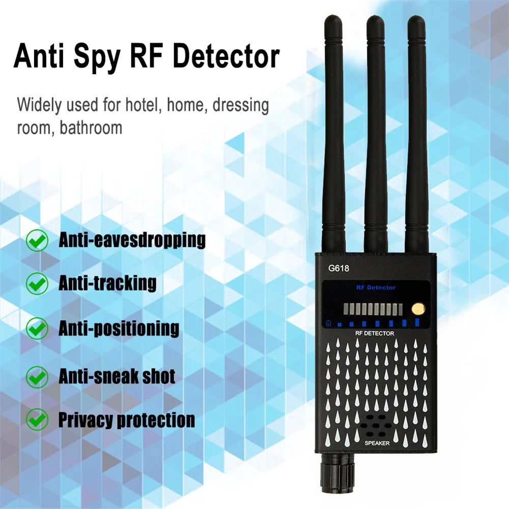Three Antennas Professional Radio Frequency Detection Device GSM GPS RF Signal Detector Anti Wiretapping Wireless Camera Detects