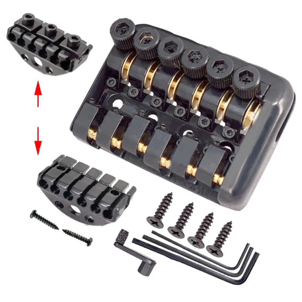 

6 String Fixed Bridge Saddle Strat Style Knobs For Headless Electric Guitar Anti-corrosive Durable Bridge Tailpiece With Parts