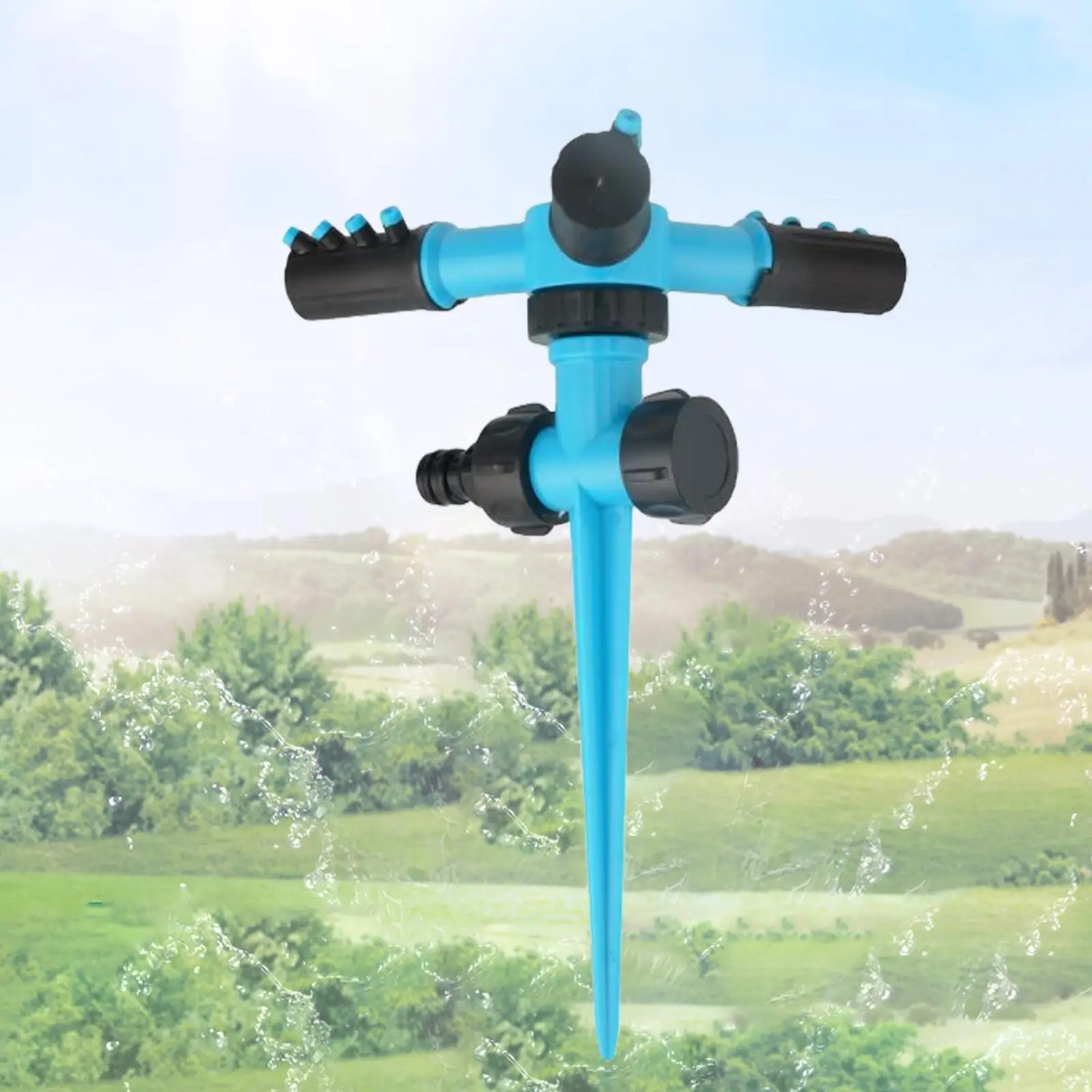 

Автоматический садовый разбрызгиватель, 1/2 дюйма, 3000 квадратных футов, вращение на 360 градусов, 3 рычага, для сада, газона, двора, садоводства