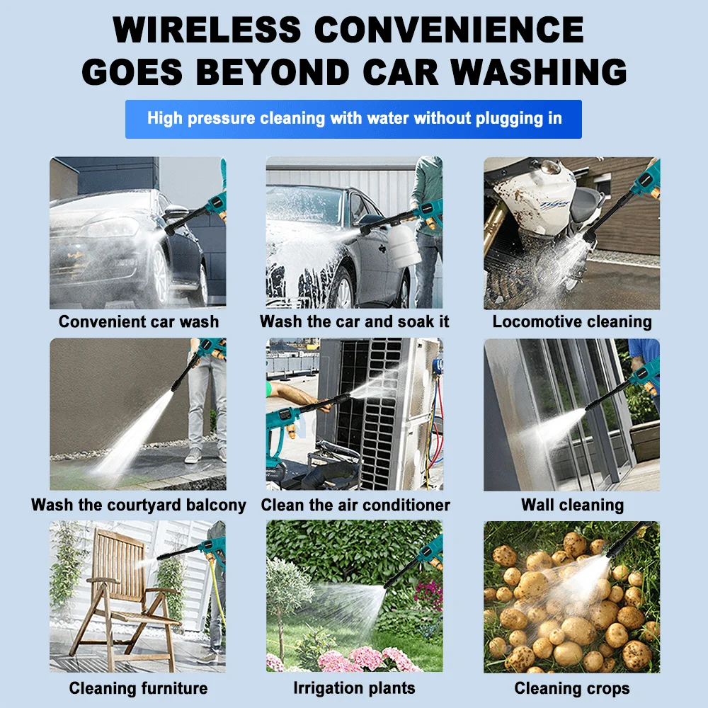 Беспроводной пистолет для мойки автомобилей очиститель высокого давления 6 в 1