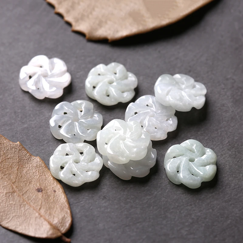 

12mm Myanmar Jadeite Snowflake Beads For Jewelry Making Diy Bracelet Charms Necklace Burma Jades Snow Flower Bead Accessories