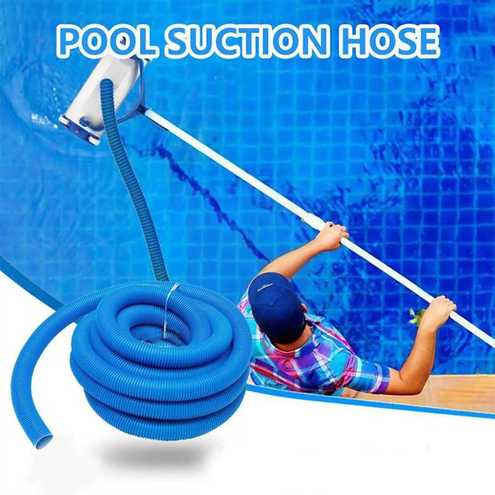 

6.3m*32mm Inground Swimming Pool Water Cleaning Replacement Cleaner Pipe Drain Accessories Drain Suction Blue Tube Pipe Vac Y1S2