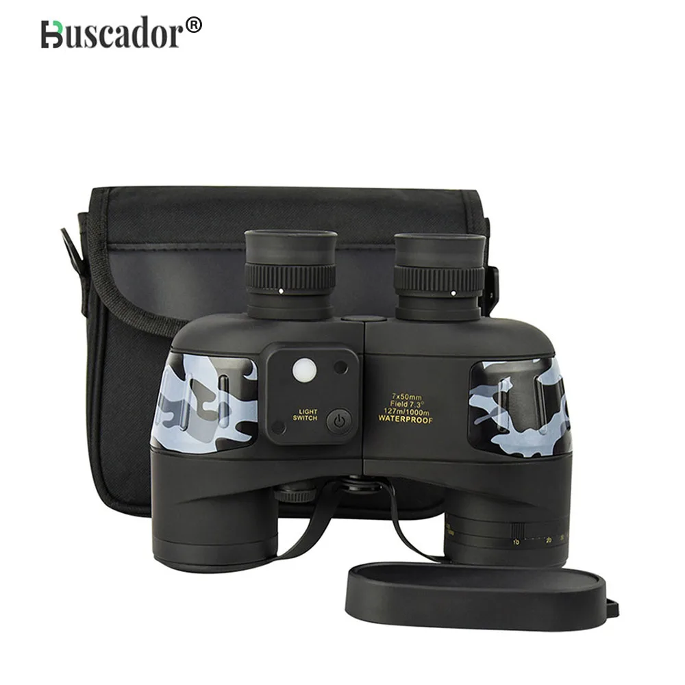 

Military Grade Bak4 Marine Binoculars 7X50 Porro Binocular with Compass and Rangefinder IPX7 Waterproof Telescope for Adults