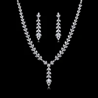 romantic 5a cz cubic zirconia bridal wedding drop necklace earring set for women accessories