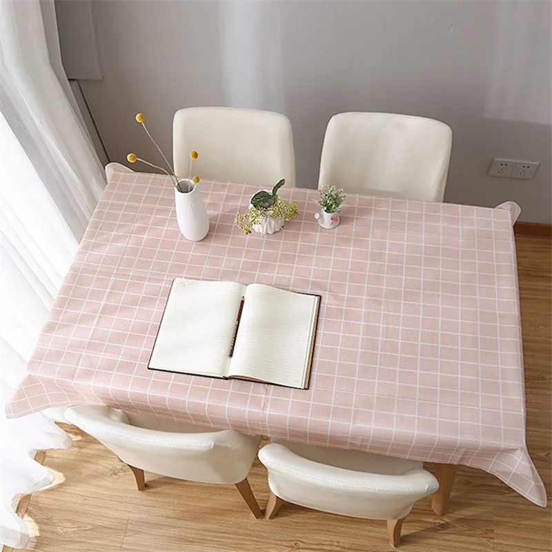 

Plastic PVC Rectangula Grid Printed Tablecloth Waterproof Oilproof Kitchen Dining Table Colth Cover Mat Oilcloth Antifouling