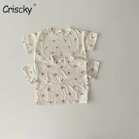 criscky fruit print girls t shirt summer toddler kid baby clothes short sleeve cotton tshirt childrens tee top infant clothes