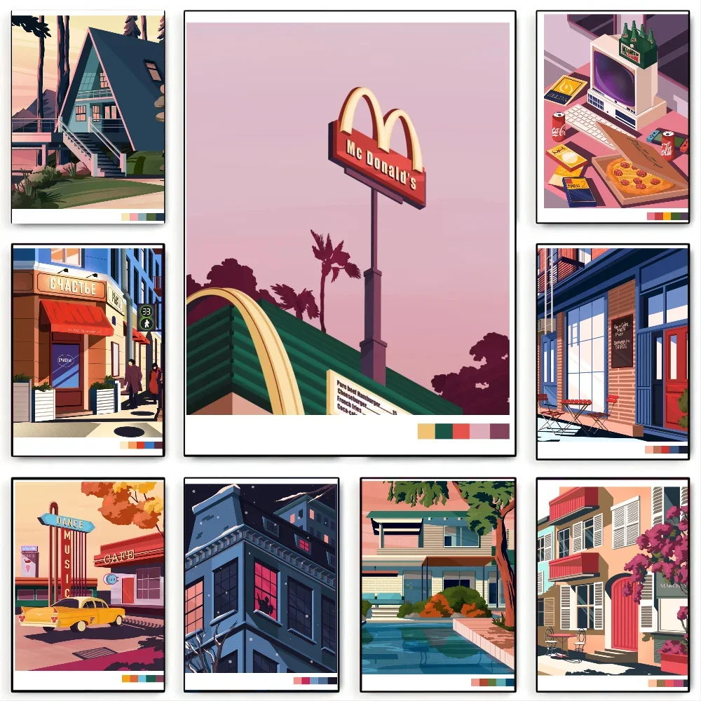 1 Шт. Ретро Иллюстрация Сцена Жизни Плакат Печать На Бумаге Для Дома Гостиной