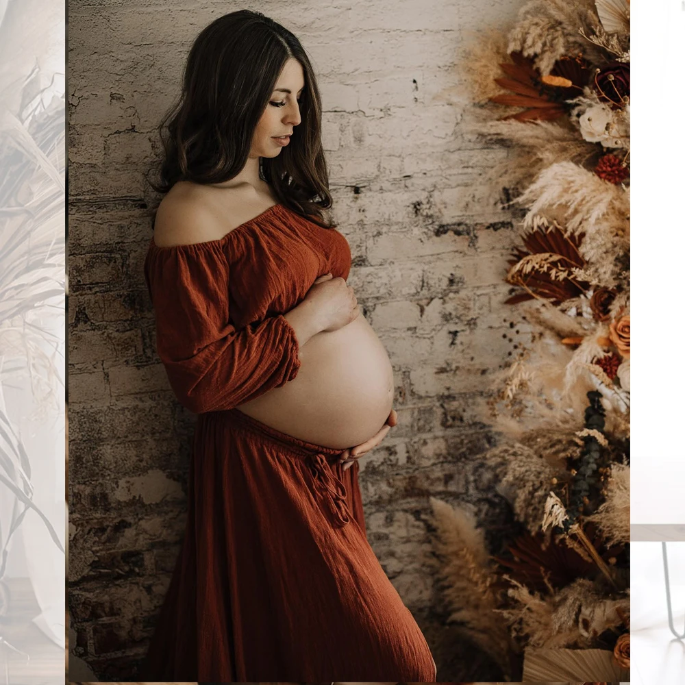 Удобный льняной хлопковый комплект из двух предметов короткий топ с длинным