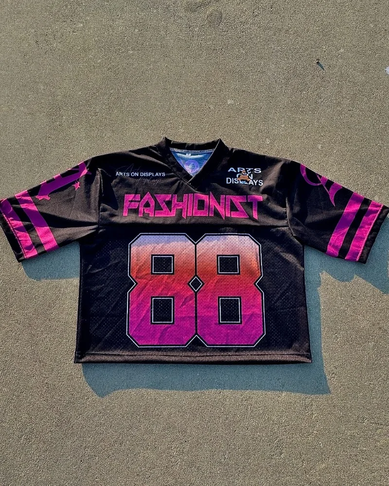 Новая американская рубашка в стиле хип-хоп с v-образным вырезом и принтом для