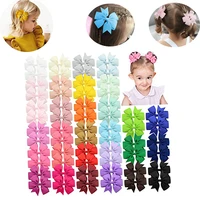 30pcs v shaped dovetail ribbed bow hairpin solid bow knot boutique hair accessories for kids girls fashion headwear
