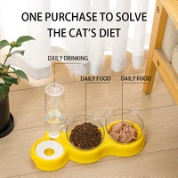 cat double bowl automatic pet bowl feeder drinking fountain cat food bowl dog bowl cat bowl cat cat supplies drinking fountain