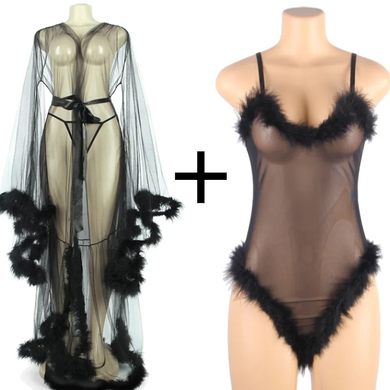 Женская сетчатая ночная рубашка Ohyeahlady черный халат для невесты нижнее белье