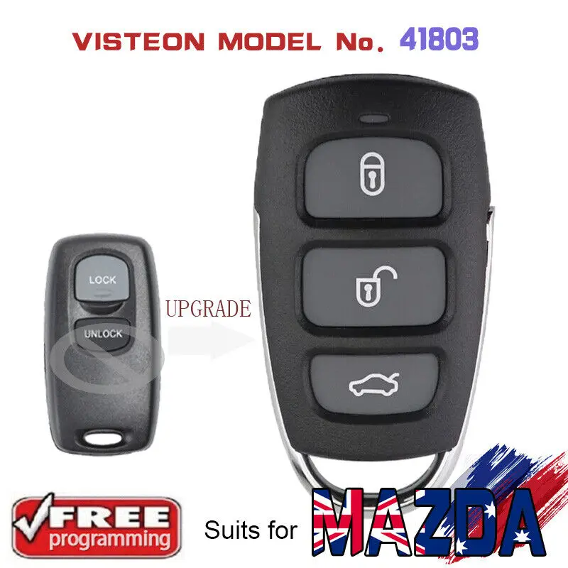 

KEYECU Модель № 41601, 41521,41835,41803 дистанционный ключ 433 МГц, сменный ключ Fob 2 кнопки для Mazda 2 3 6 323 626 1999-2006