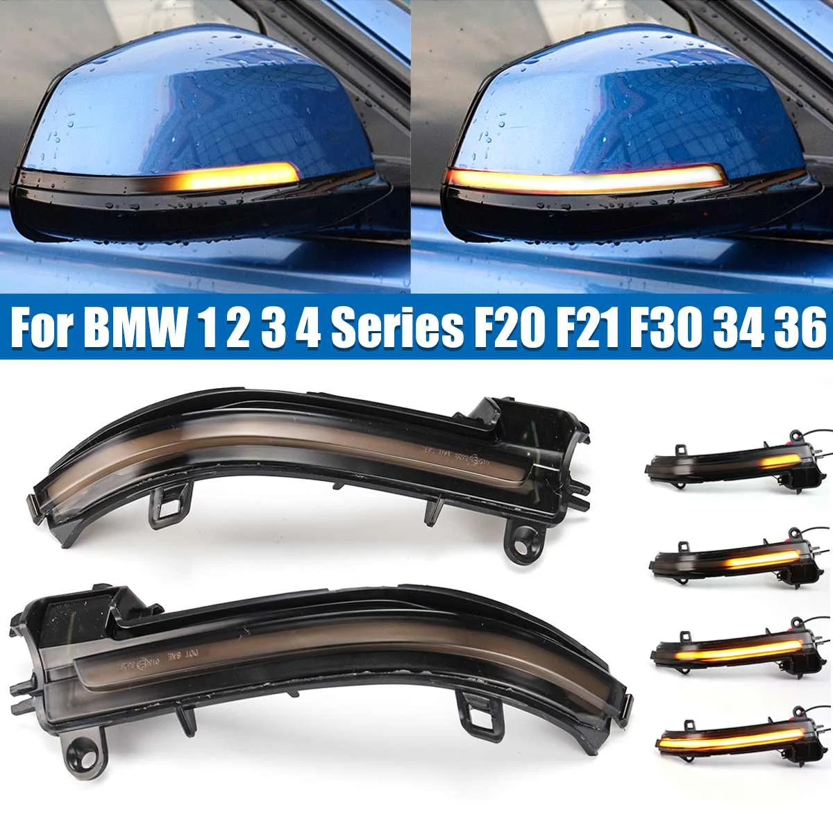 

2 шт. динамичессветильник светодиодный указатель поворота для зеркала заднего вида светильник BMW 1 2 3 4 X1 M Series F20 F30 F34 F36 E84 F87 i3