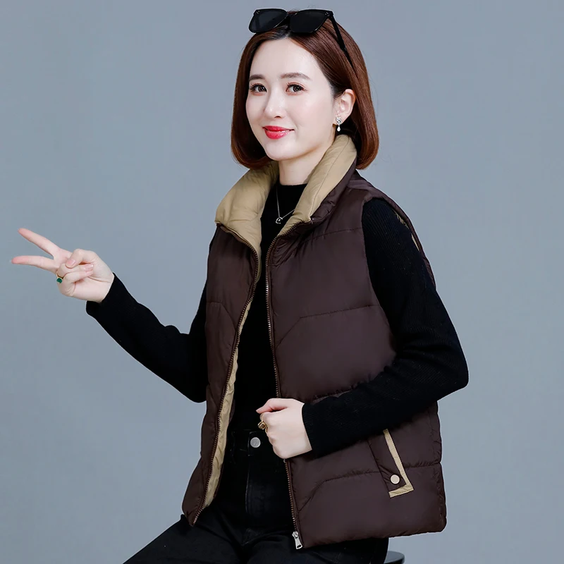 Женский Утолщенный Теплый Пуховый Жилет С Воротником-стойкой И