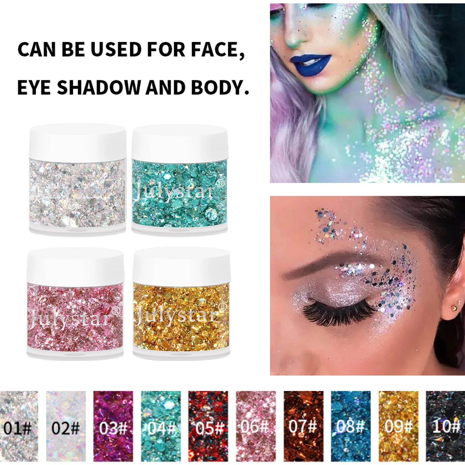 

Body Glitter Gel Christmas Party Makeup Face Body Eye Lips Hair Nail Cosmetic Festival Chunky Glitter Eyeshadow Mixable No