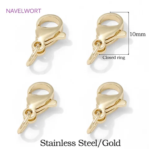 Застежки-карабины NAVELWORT 9 мм золотистые латунные