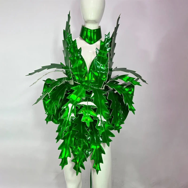 

Женский комбинезон для танцев на сцене, зеленый кожаный комбинезон в стиле панк, танцевальный костюм для танцев на шесте, модель XS5708