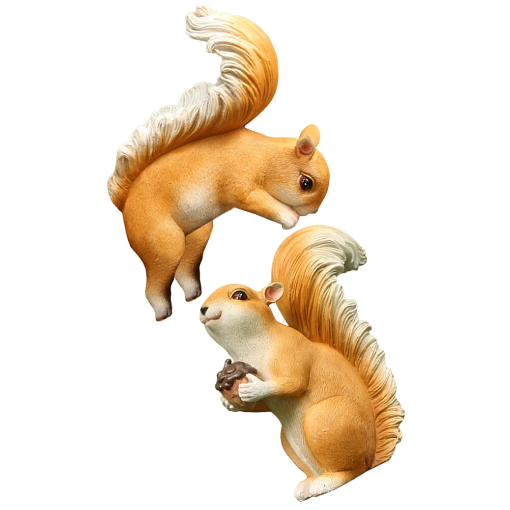 

2 Pcs Crafts Toy Small Squirrel Statue Simulation Figurine Figure Model Resin Animal Realistic Figurines Wildlife Cognitive